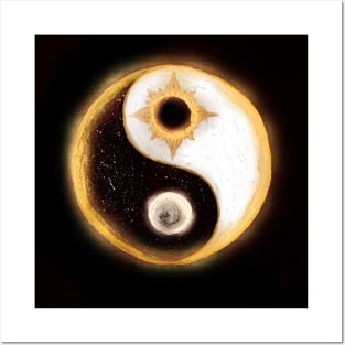 Yin Yang ~ sun and moon polarity black white Posters and Art